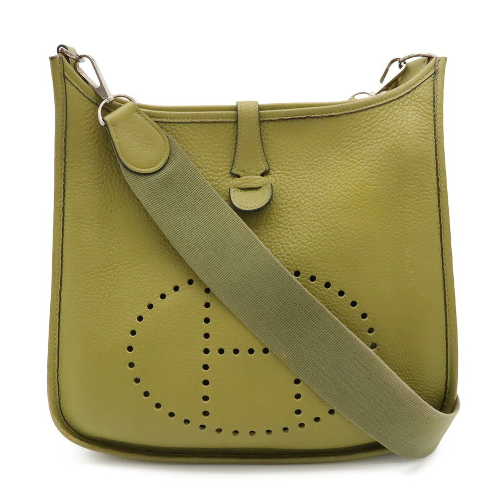 HERMES Evelyne II 2 PM Shoulder Bag, Taurillon Clemence Leather, Anise Green,...